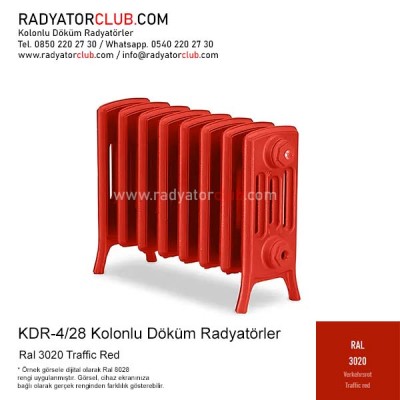 Kdr-4-28 Kolonlu Ayaklı Döküm Radyatör, Ral 3020 |  8 Kolon Kdr-4-28 Kolonlu Ayaklı Döküm Radyatör, Ral 3020 |  8 Kolon